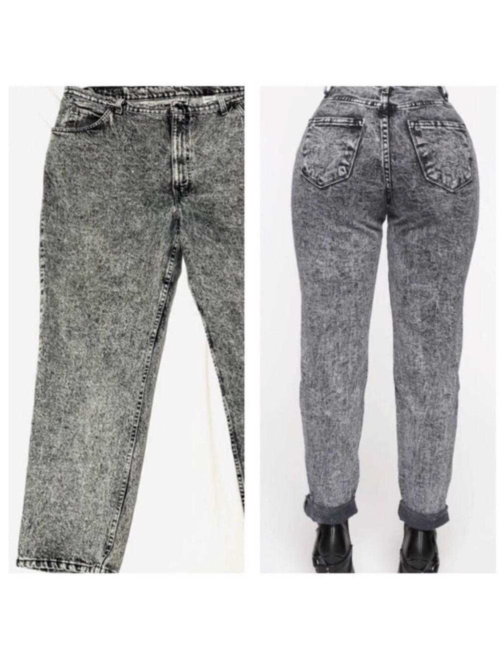 Vintage 90’s Black Acid Washed Brittania Mom Jeans High Rise Tapered Size 42